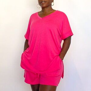 Cozy Matching Pant & Shirt Set - Fuschia